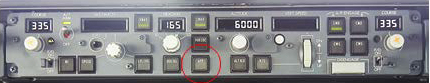 Figure 4: Mode control panel with the location of the approach mode push-button highlighted in red